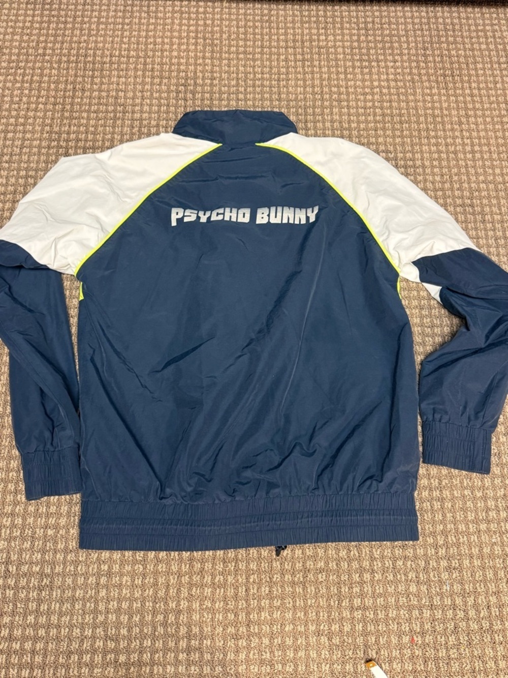 Psycho Bunny mens' Navy & Neon Yellow Windbreaker Jacket - Picture 7 of 7